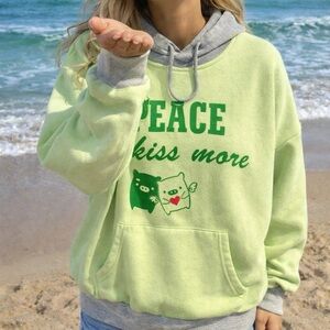 ♥️Lime and Gray Peace Hoodie